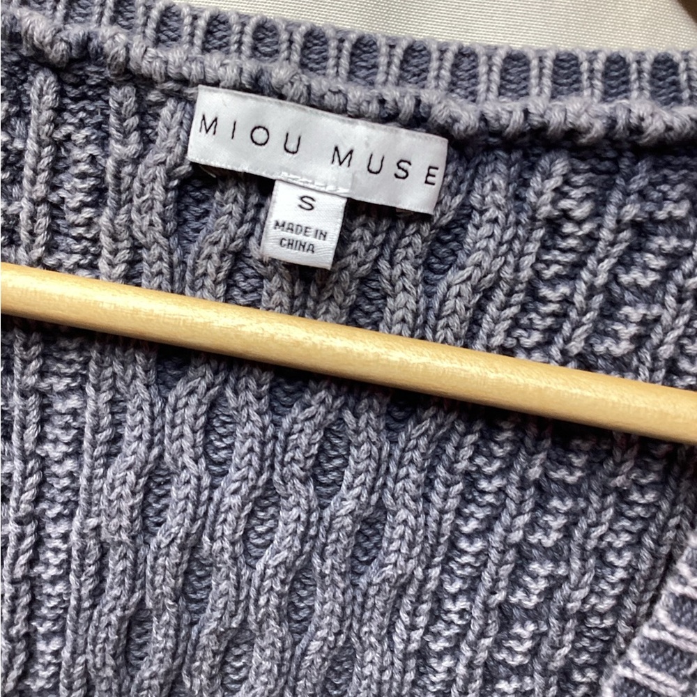 Miou Muse Cotton cottagecore cable knit tank steel gray. Size Small - Picture 9 of 10